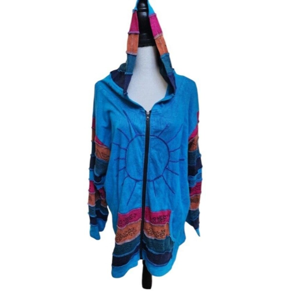 Greater Good Nepal Cotton Sunshine Daydreams Zip Front Boho Jacket Size 3X
